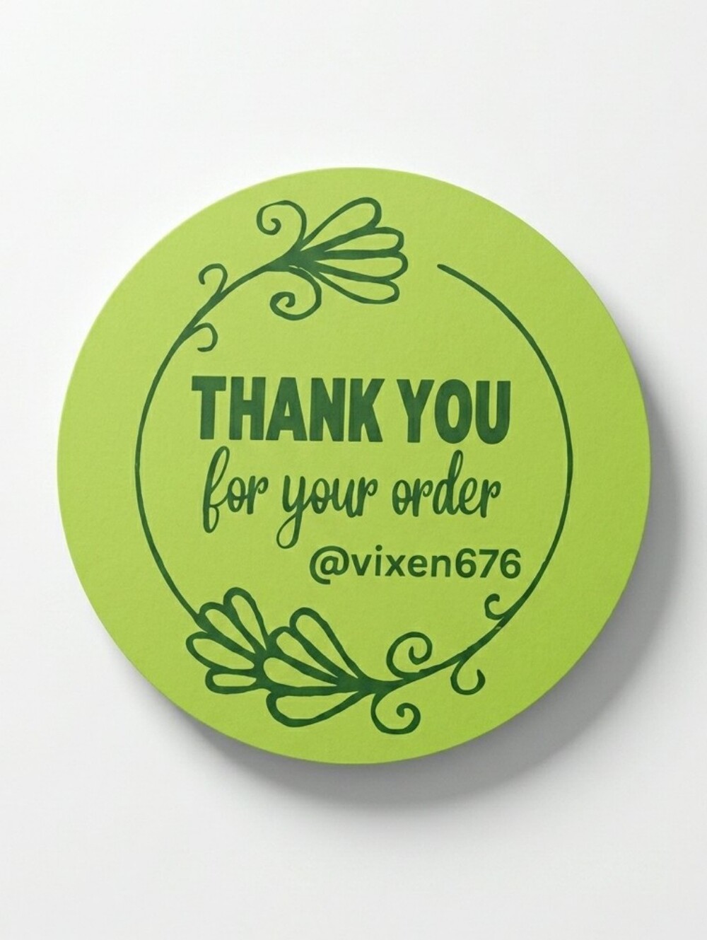 50pc 2” Green Floral Thank You Stickers Boutique Personalized Packaging Labels